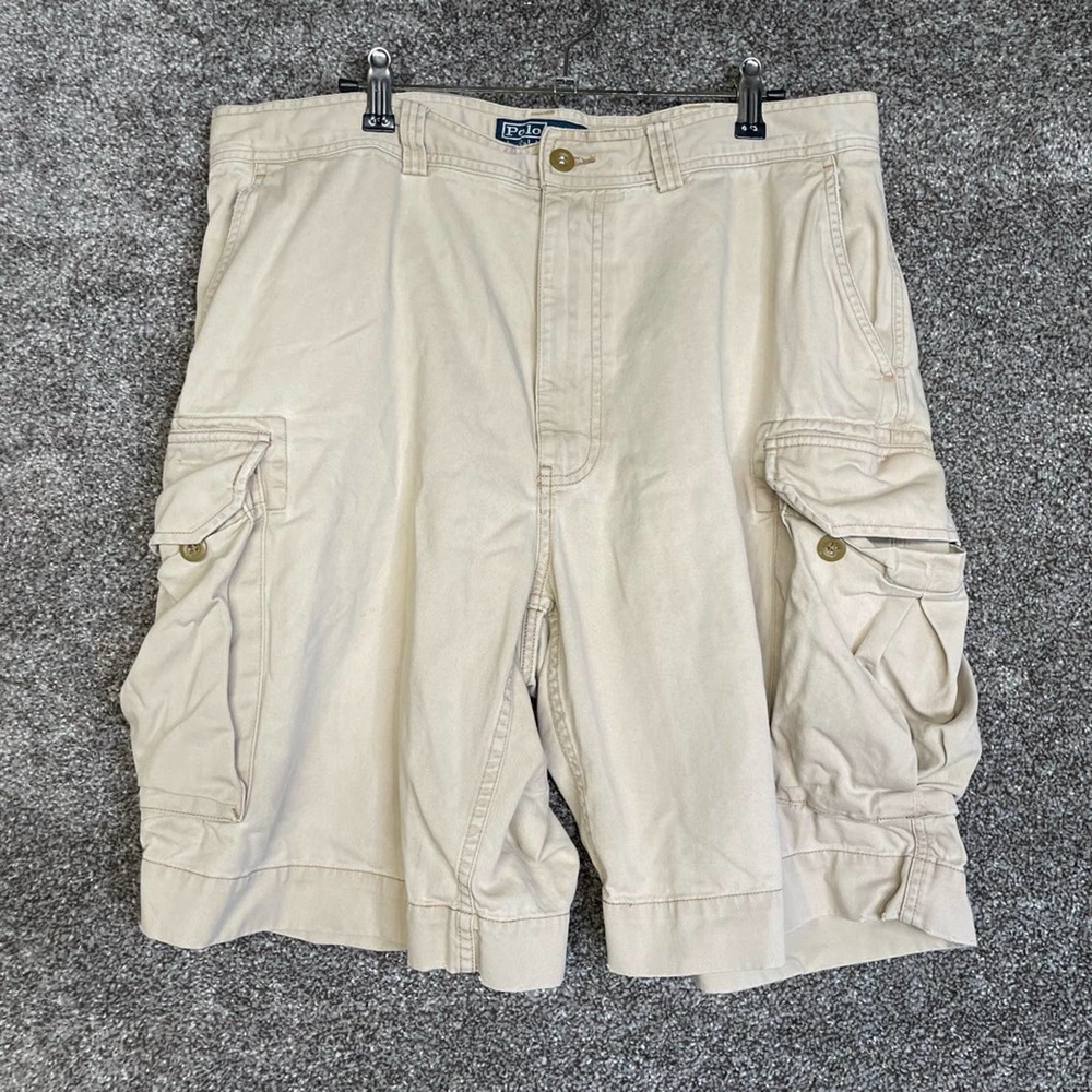 Polo Ralph Lauren Mens Tan Cargo Shorts Big Pockets Size 36